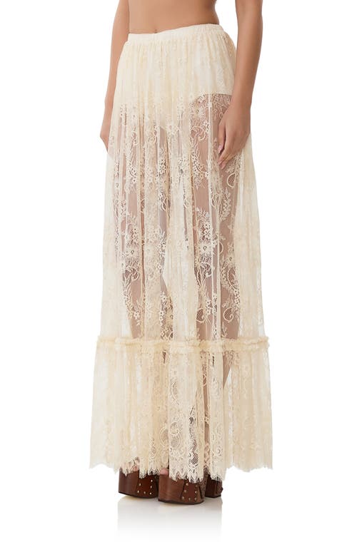 Shop Afrm Allegra Sheer Lace Maxi Skirt In Birch Lace