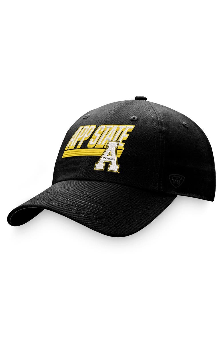 TOP OF THE WORLD Men's Top of the World Black Appalachian State Mountaineers Slice Adjustable Hat, Main, color,