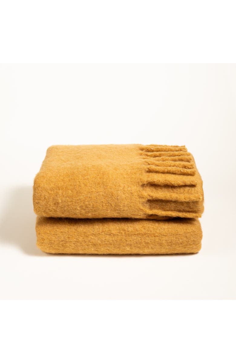 Zsa Zsa Zsu Ropar Fringed Acrylic Wool Throw 55X71 In, Main, color, Yellow