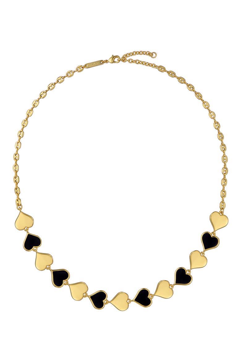 Halston Enamel Heart Chain Necklace, Main, color, GOLD TONE BLACK