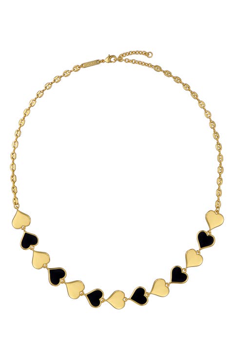 Halston Enamel Heart Chain Necklace