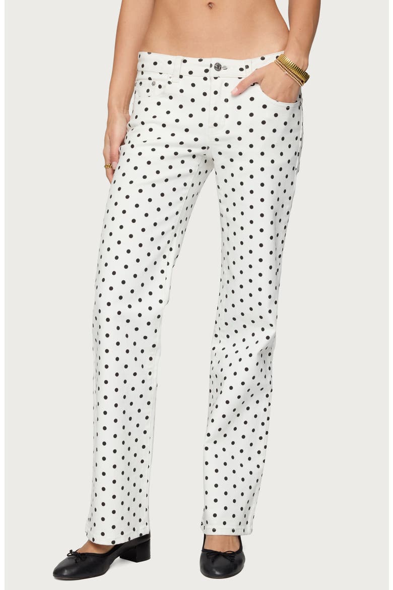 Romily Polka Dot Low Rise Jeans, Main, color, WHITE