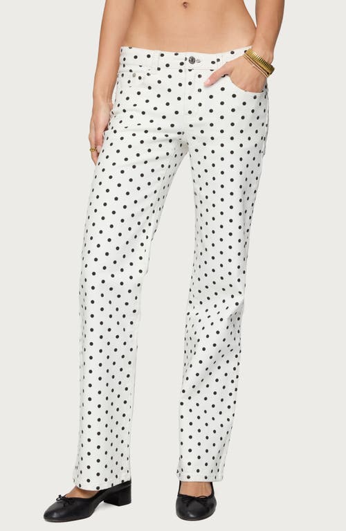 Edikted Romily Polka Dot Low Rise Jeans In Multi