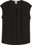 Anne Klein Pleat Neck Cap Sleeve Top