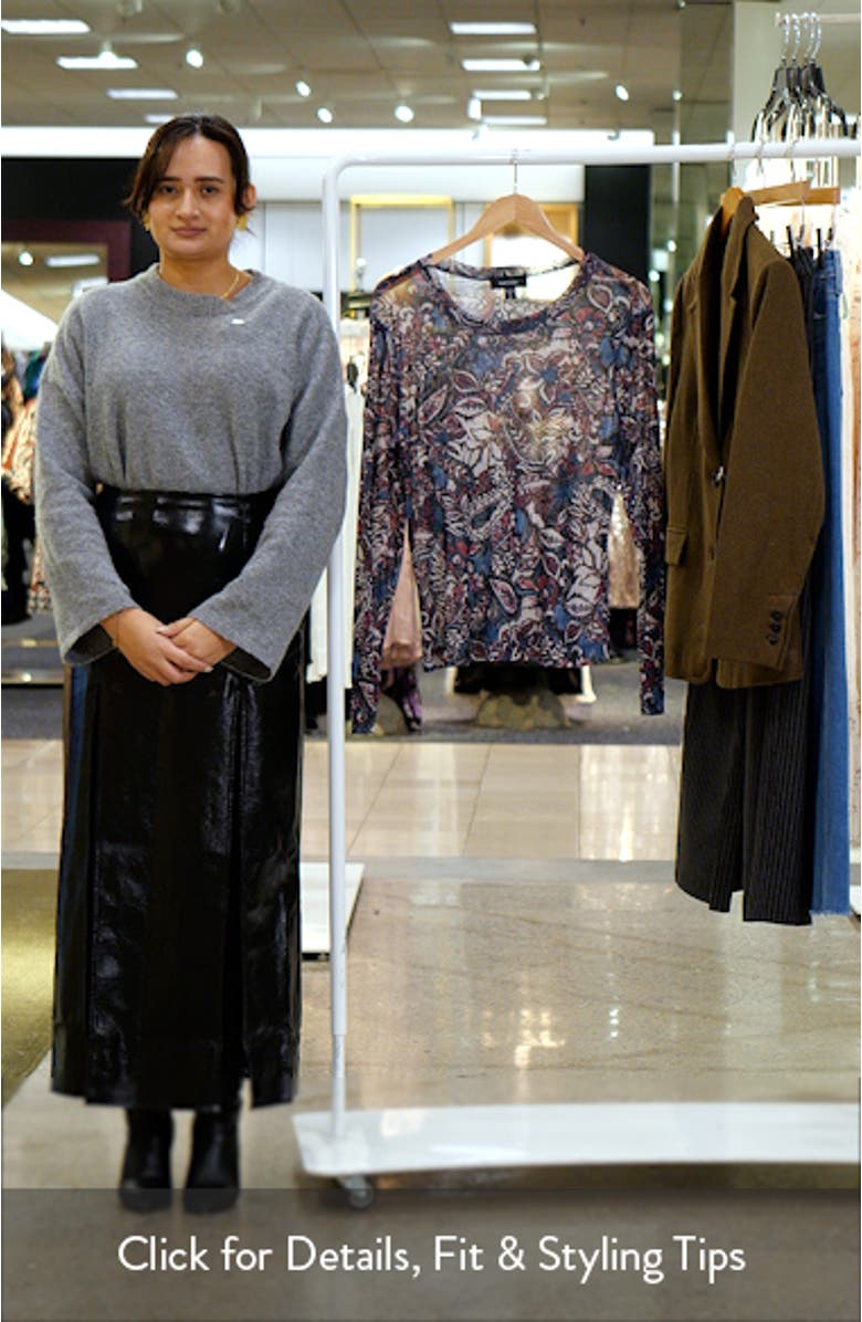 Paisley Print Long Sleeve Mesh Top, sales video thumbnail