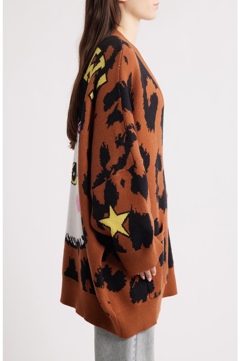Leopard Oversize Cardigan, Alternate, color, LEOPARD