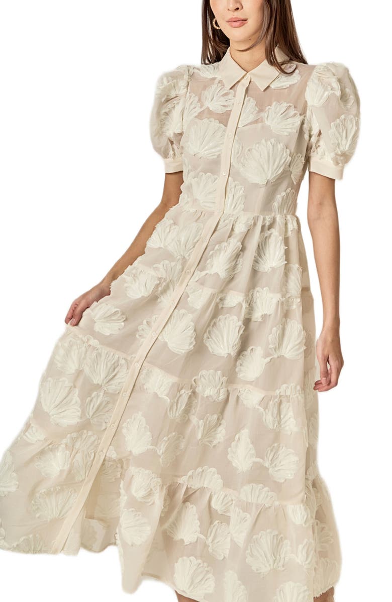 English Factory Shell Midi Shirtdress, Alternate, color, White