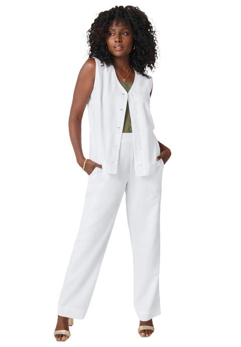 Linen Vest & Pant Suit Set (Plus)