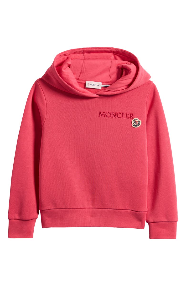 Moncler Kids' Logo Embroidered Hoodie, Main, color, Pink