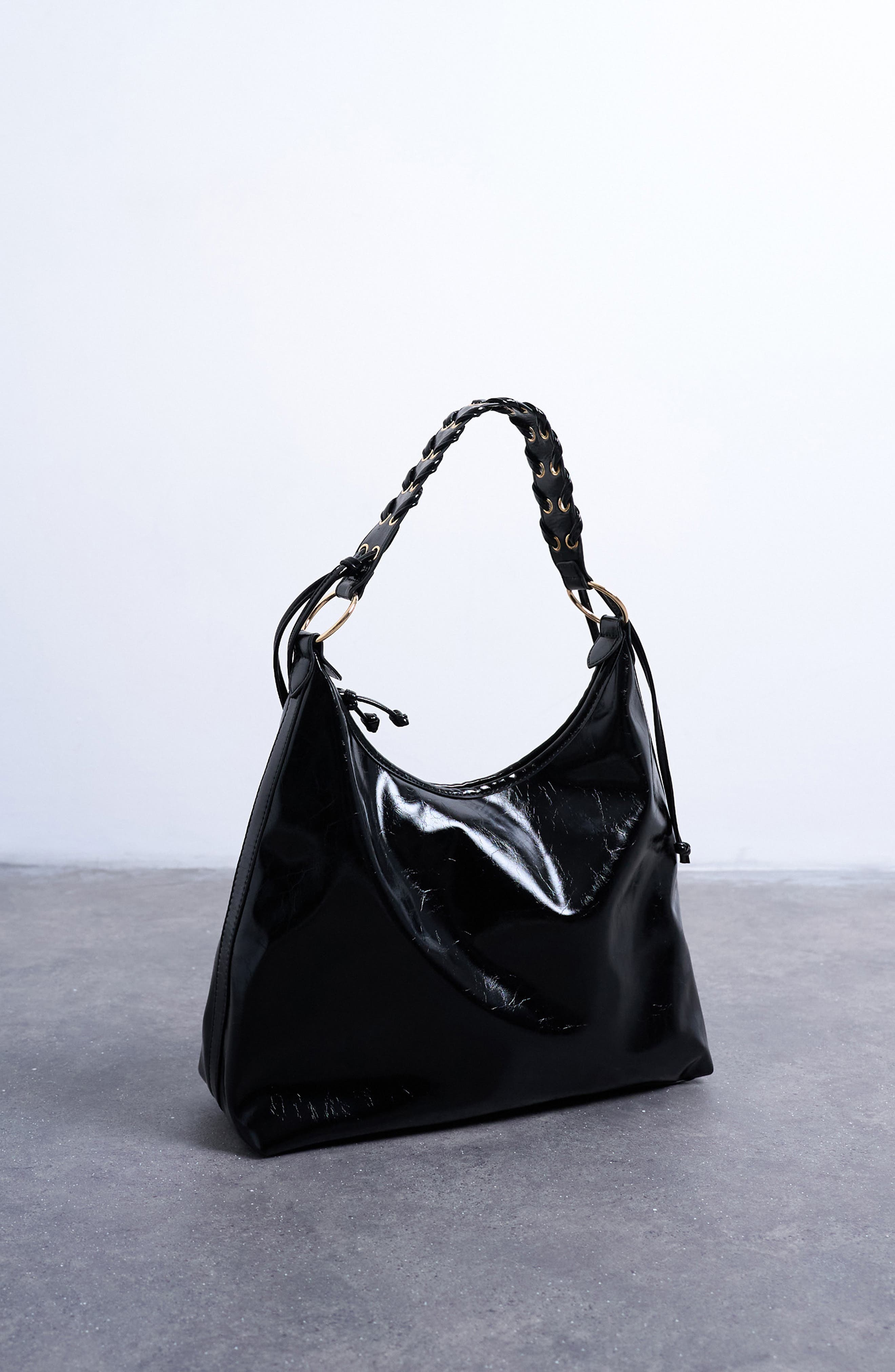 Topshop Whipstitch Trim Faux Leather Tote, Alternate, color, Black