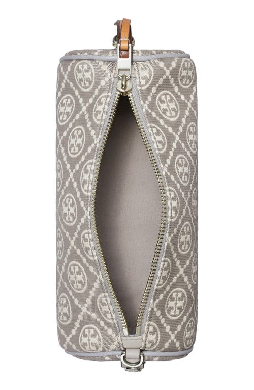 Tory Burch T Monogram Utility Cylinder Shoulder Bag In Gray