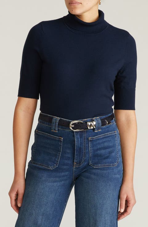 Savvy Short Sleeve Turtleneck Sweater (Regular & Plus)