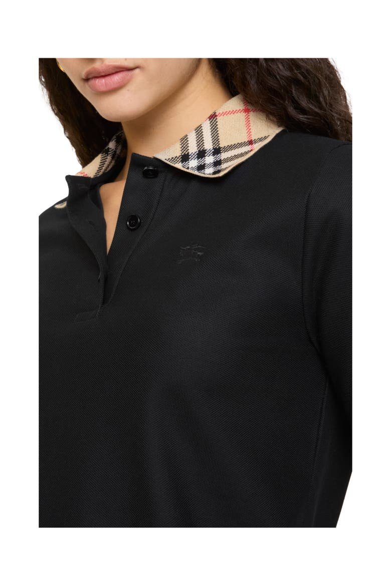 Check Collar Cotton Polo Shirt, Alternate, color, Black