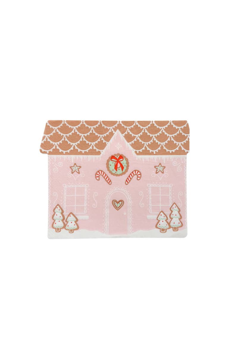Daydream Society Baking Spirits Bright Pink Gingerbread House Christmas Large Napkins, Main, color, Assorted Pre-Pack