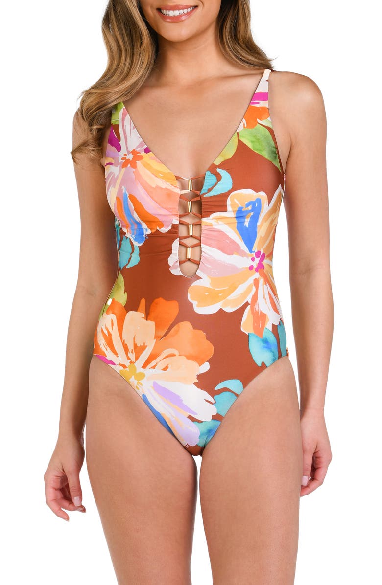 La Blanca Saharan Sands One-Piece Swimsuit, Alternate, color, Cinnamon