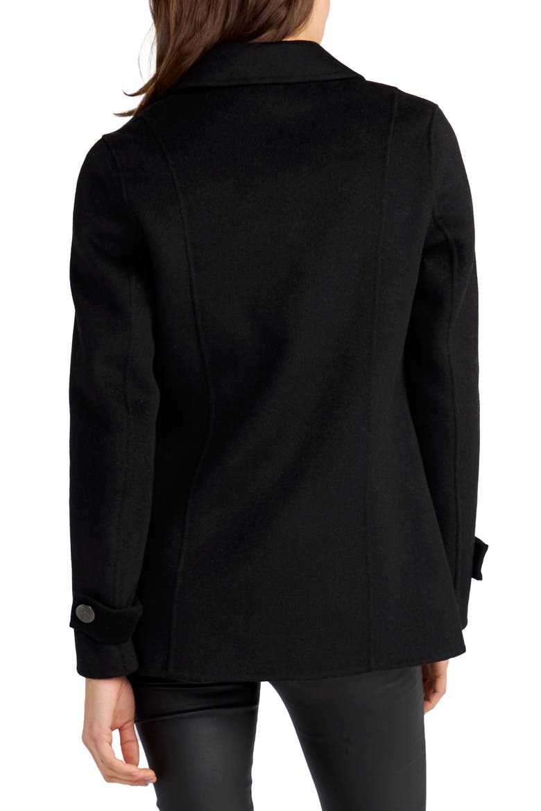 Forget You Wool Blend Military Peacoat, Alternate, color, BLACK