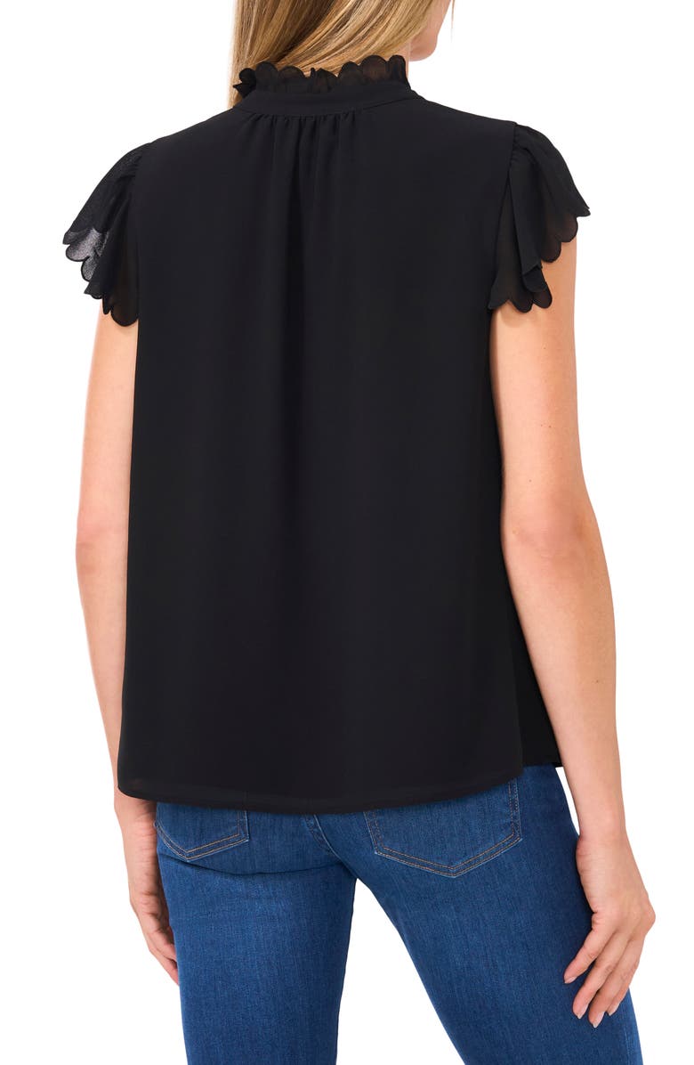 CeCe Scallop Trim Button-Up Top, Alternate, color,