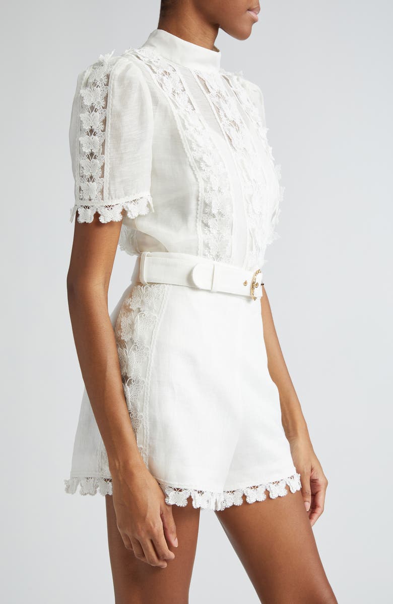 Zimmermann Butterfly Lace Linen & Silk Top, Alternate, color, 