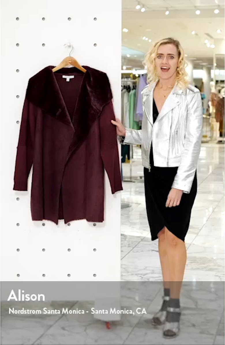 Sweater Jacket with Faux Fur Trim, sales video thumbnail