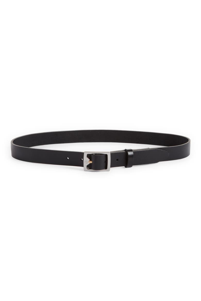 Leather Boyfriend Belt, Main, color, BLACK