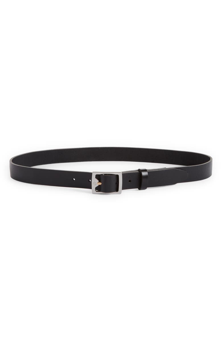 rag & bone Leather Boyfriend Belt, Main, color, Black