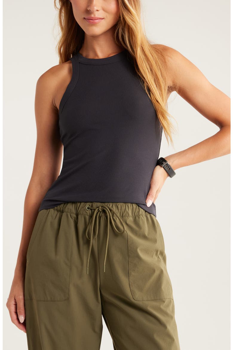 Go-To Rib Performance Tank, Main, color, BLACK