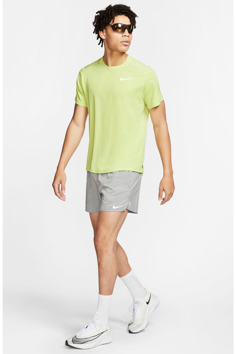 Miler Dri-FIT Running T-Shirt, Alternate, color, LIMELIGHT/ HEATHER/ SILVER