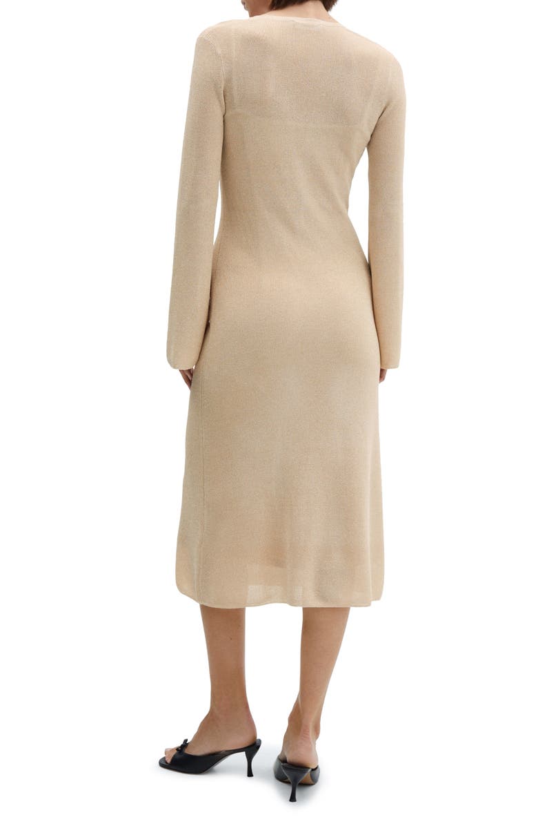 MANGO Metallic Long Sleeve Knit Dress, Alternate, color, 