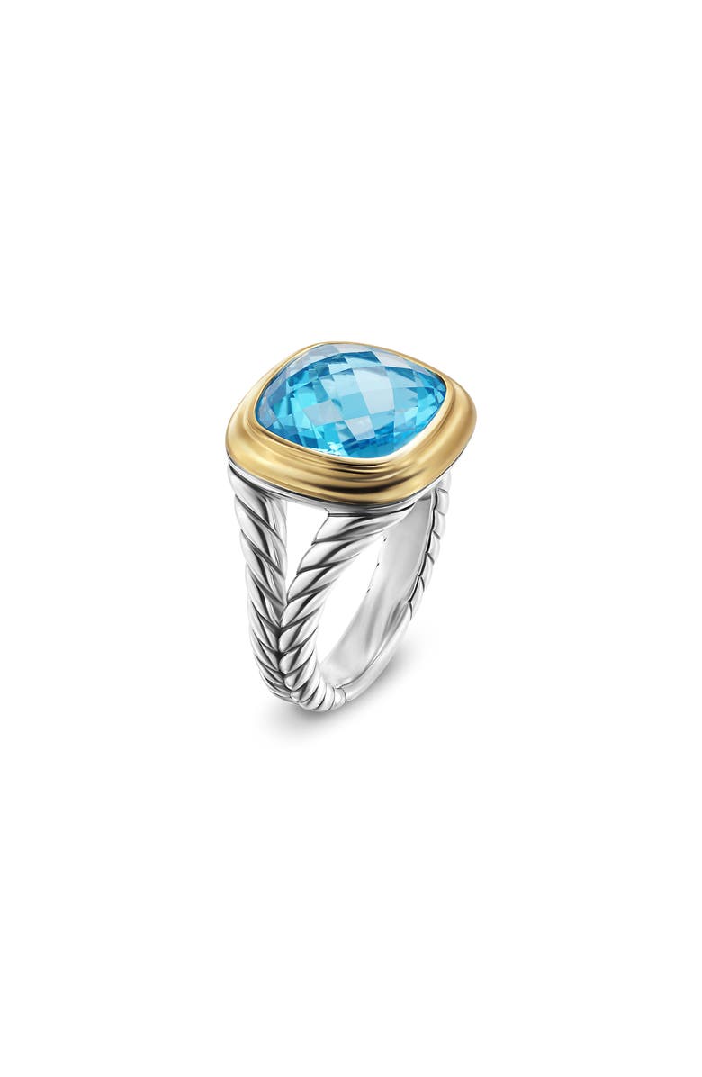 David Yurman Albion<sup>®</sup> Ring in Sterling Silver with 18K Yellow Gold & Blue Topaz, 11mm, Alternate, color, Blue Topaz