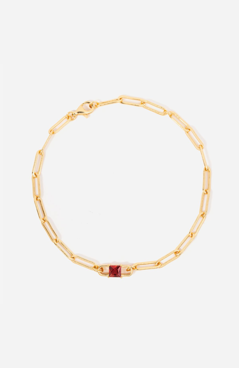 Birthstone Paperclip Chain Bracelet