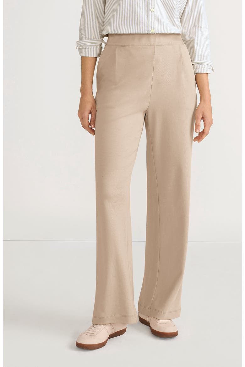 Knit High Rise Pleated Wide Leg Pants, Main, color, Champagne