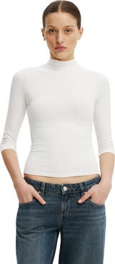 Cotton On Women's 90S Mock Neck 3/4 Sleeve