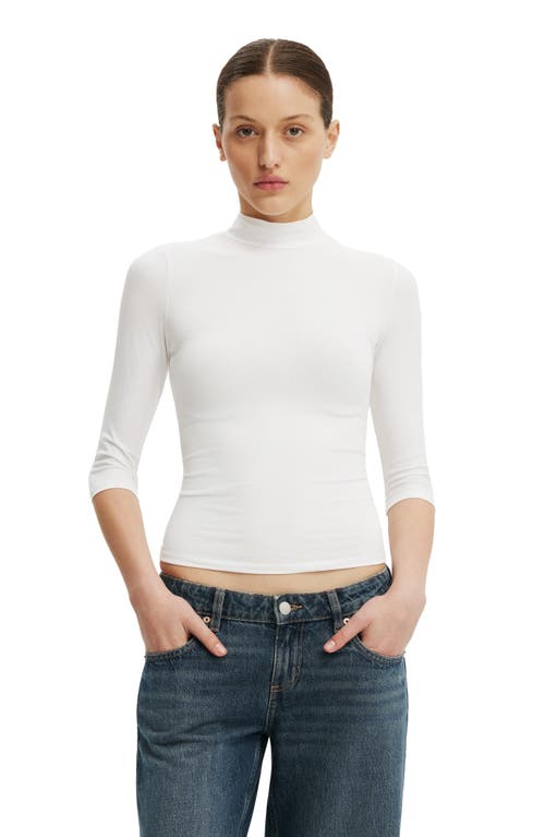 Cotton On Women's 90S Mock Neck 3/4 Sleeve in White at Nordstrom, Size Xx-Small