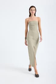 Monlicia Akasha Strapless Cotton Blend Midi Dress