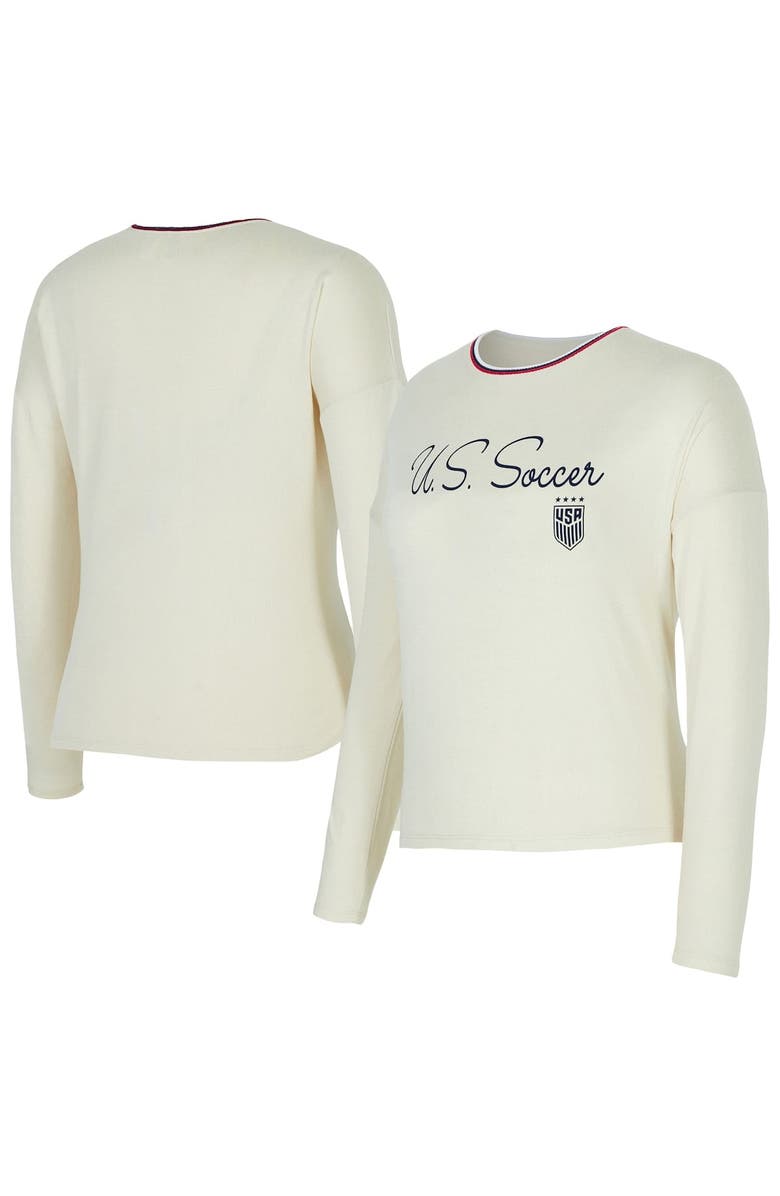 CONCEPTS SPORT Women's Concepts Sport Cream USWNT Kaki Hacci Knit Pullover Sweatshirt, Main, color, Cream