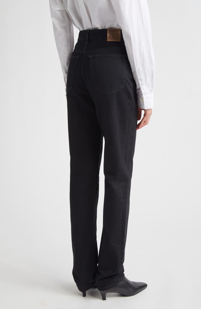 TOTEME High Waist Organic Cotton Slim Leg Jeans, Alternate, color, Black