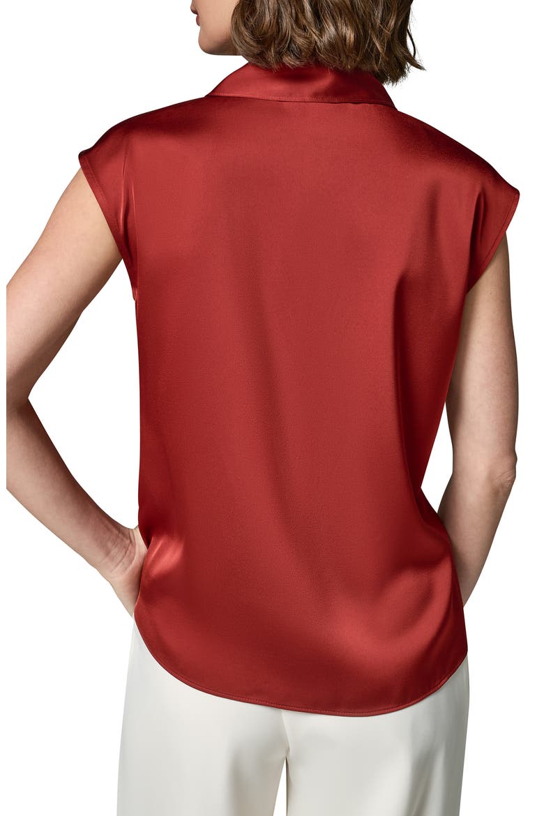 Bar Detail Satin V-Neck Blouse, Alternate, color, SUNBAKED