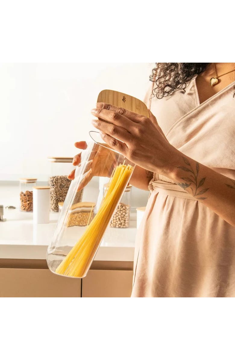 OU Clear Stackable Airtight Food Storage Container Set with Wood Lid 8 Piece, Alternate, color, 