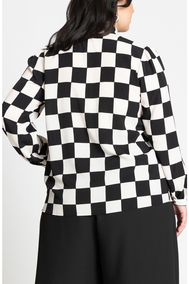 Printed Tie Neck Blouse, Alternate, color, CHECKERED