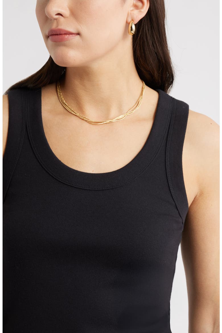 Scoop Neck Rib Cotton Tank, Alternate, color, BLACK