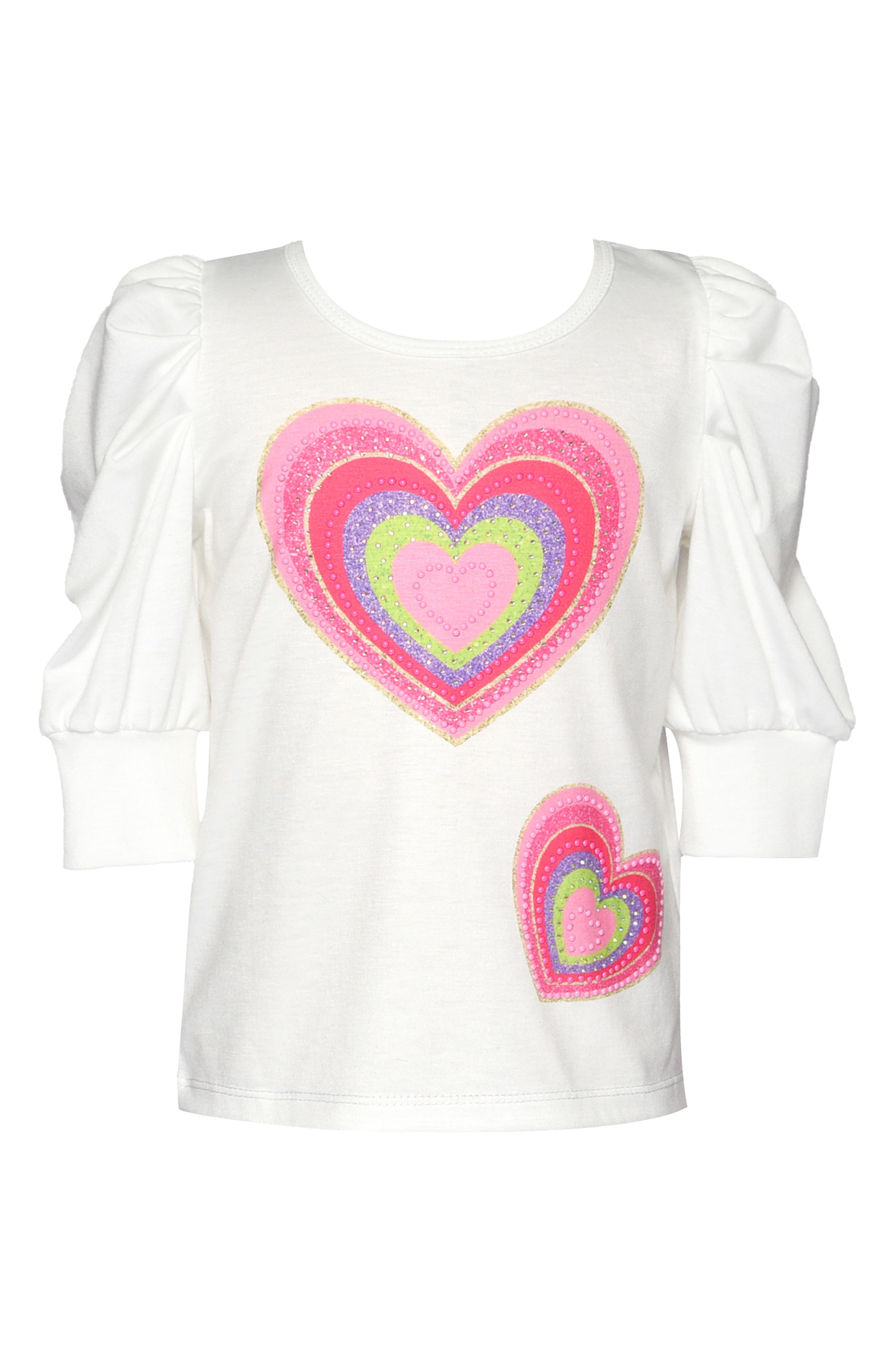 Baby Sara Kids' Ruched Sleeve Heart Graphic T-Shirt