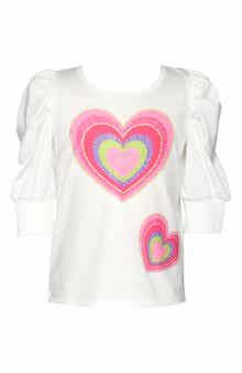 Baby Sara Kids' Ruched Sleeve Heart Graphic T-Shirt