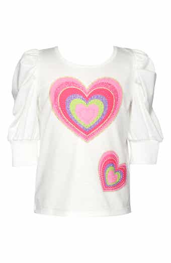 Baby Sara Kids' Ruched Sleeve Heart Graphic T-Shirt