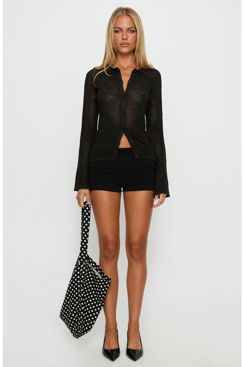 Marcita Floral Open Stitch Shirt, Alternate, color, BLACK