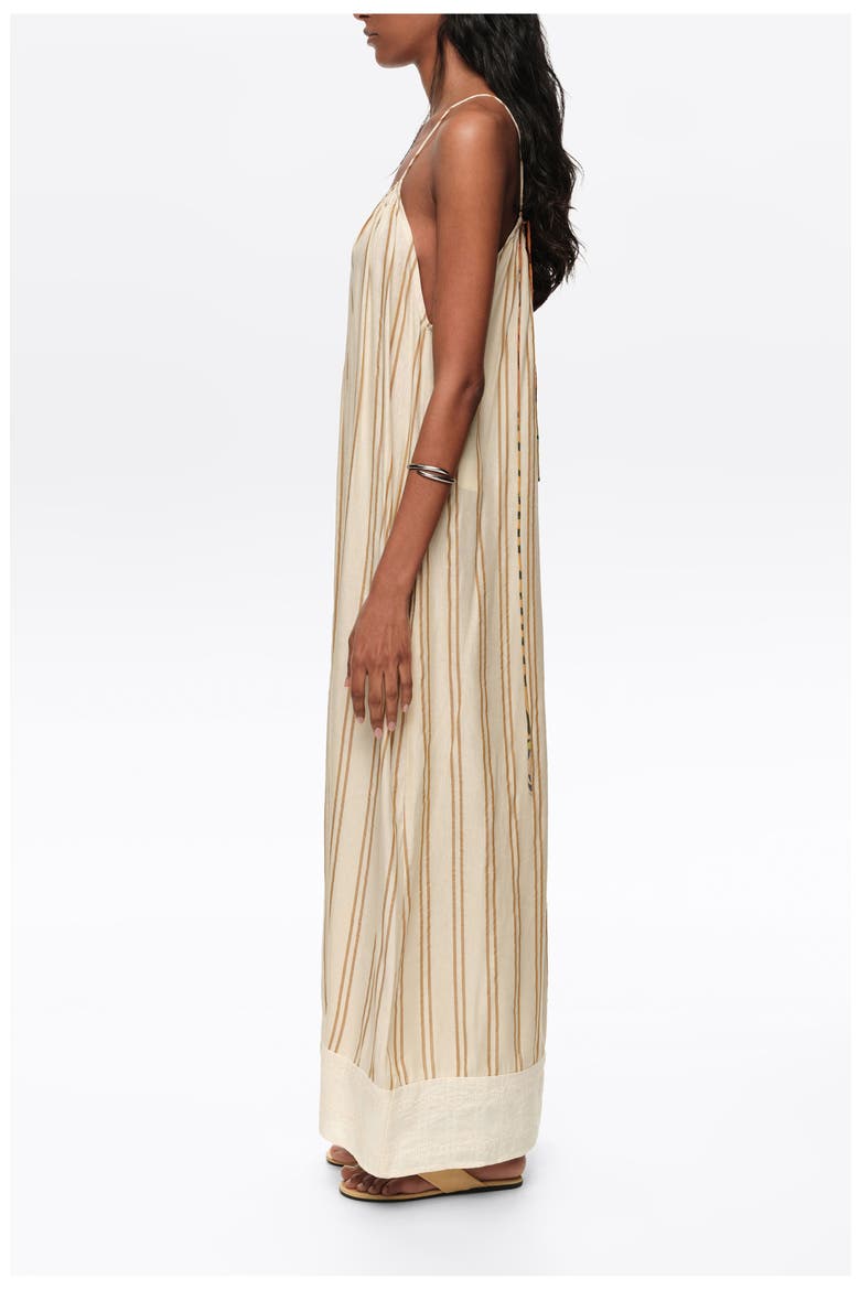 Striped Linen Midi Dress, Alternate, color, SAND