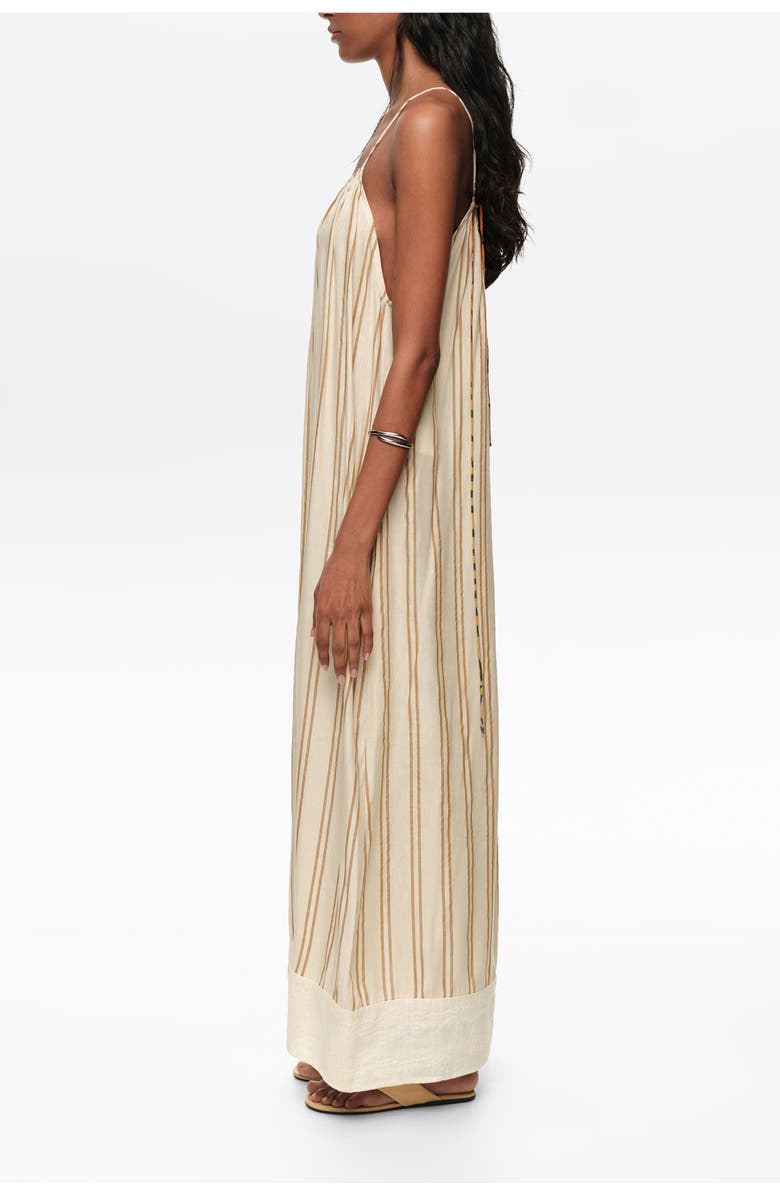 Bimba y Lola Striped Linen Midi Dress, Alternate, color, Sand