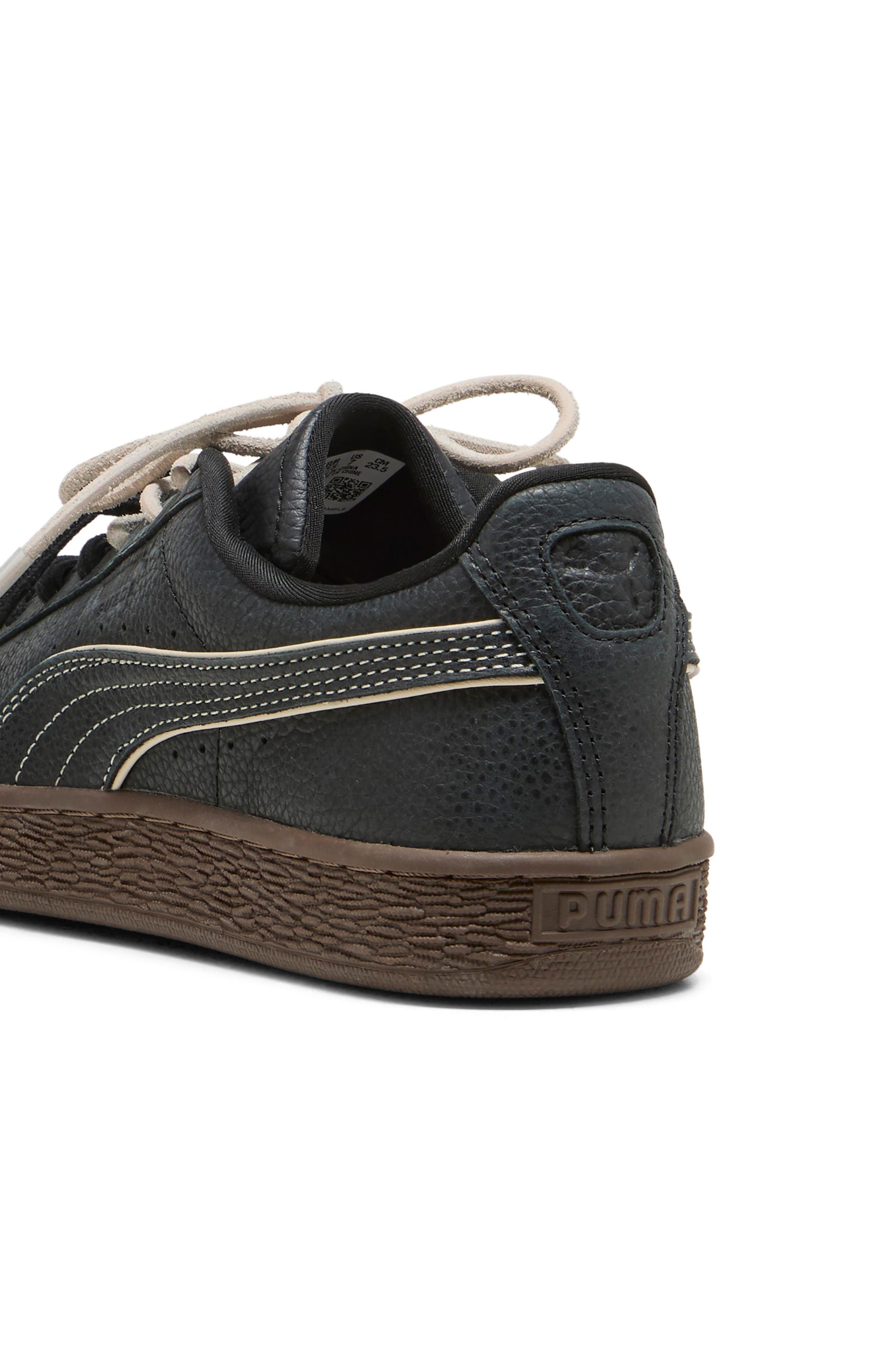 Suede Bloom Dress-Up Leather Sneaker, Alternate, color, PUMA BLACK/ CHOCOLATE