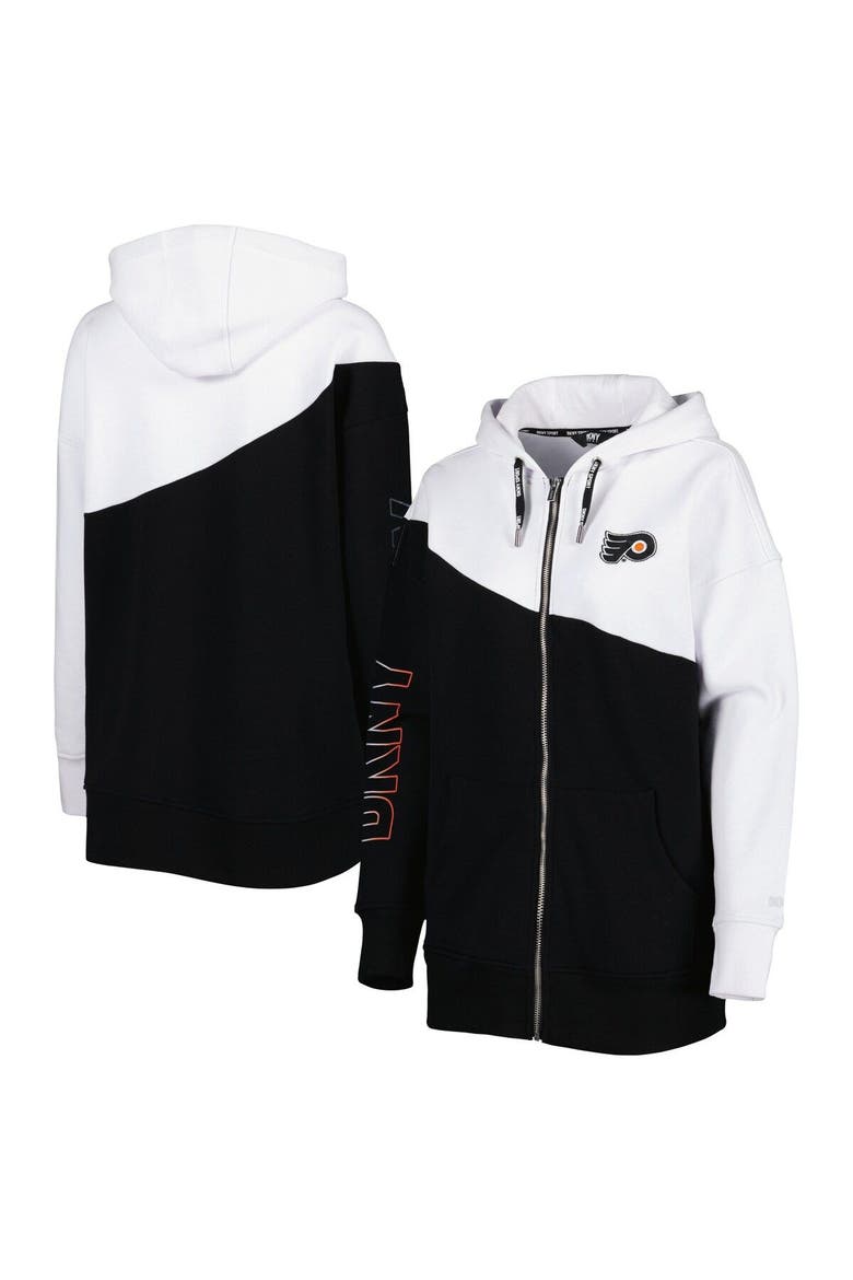 Women's DKNY Sport Black/White Philadelphia Flyers Gina Full-Zip Hoodie, Main, color, Black