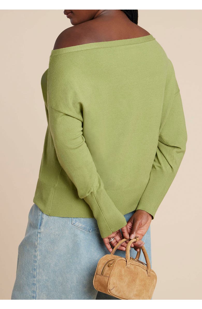 ELOQUII Slouchy Sweater, Alternate, color, Chartreuse