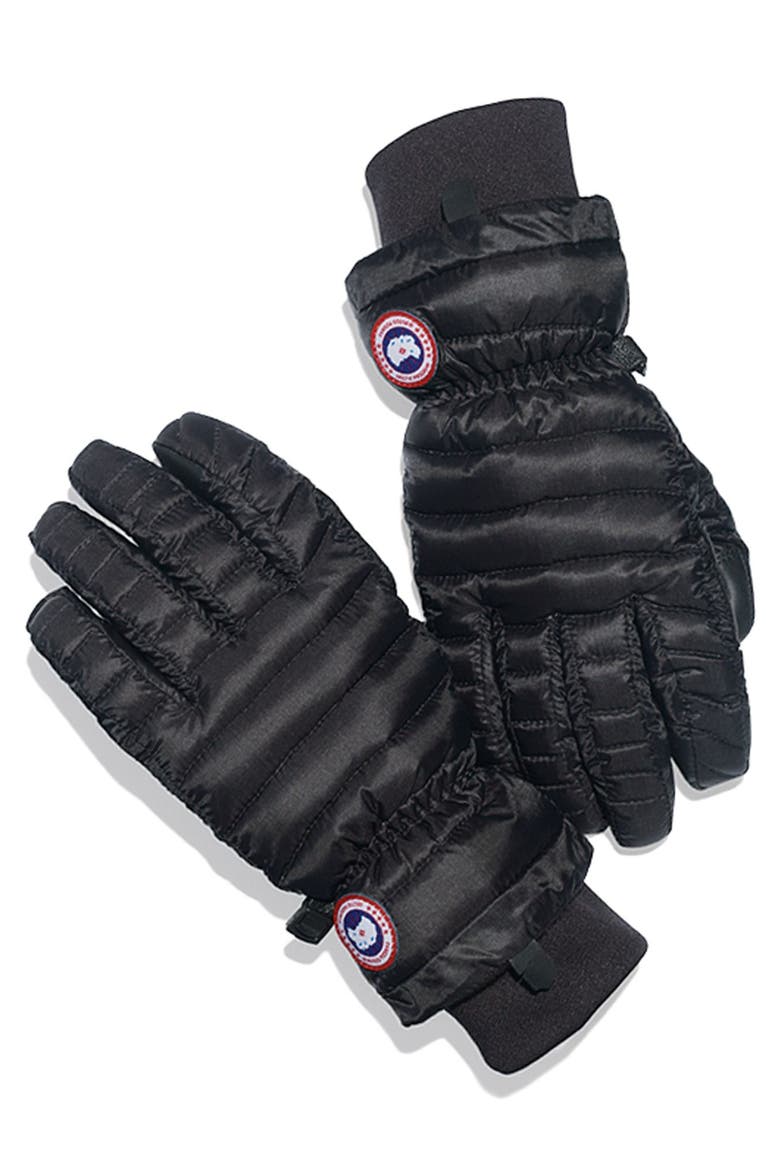 Lightweight Quilted Down Gloves, Alternate, color, BLACK
